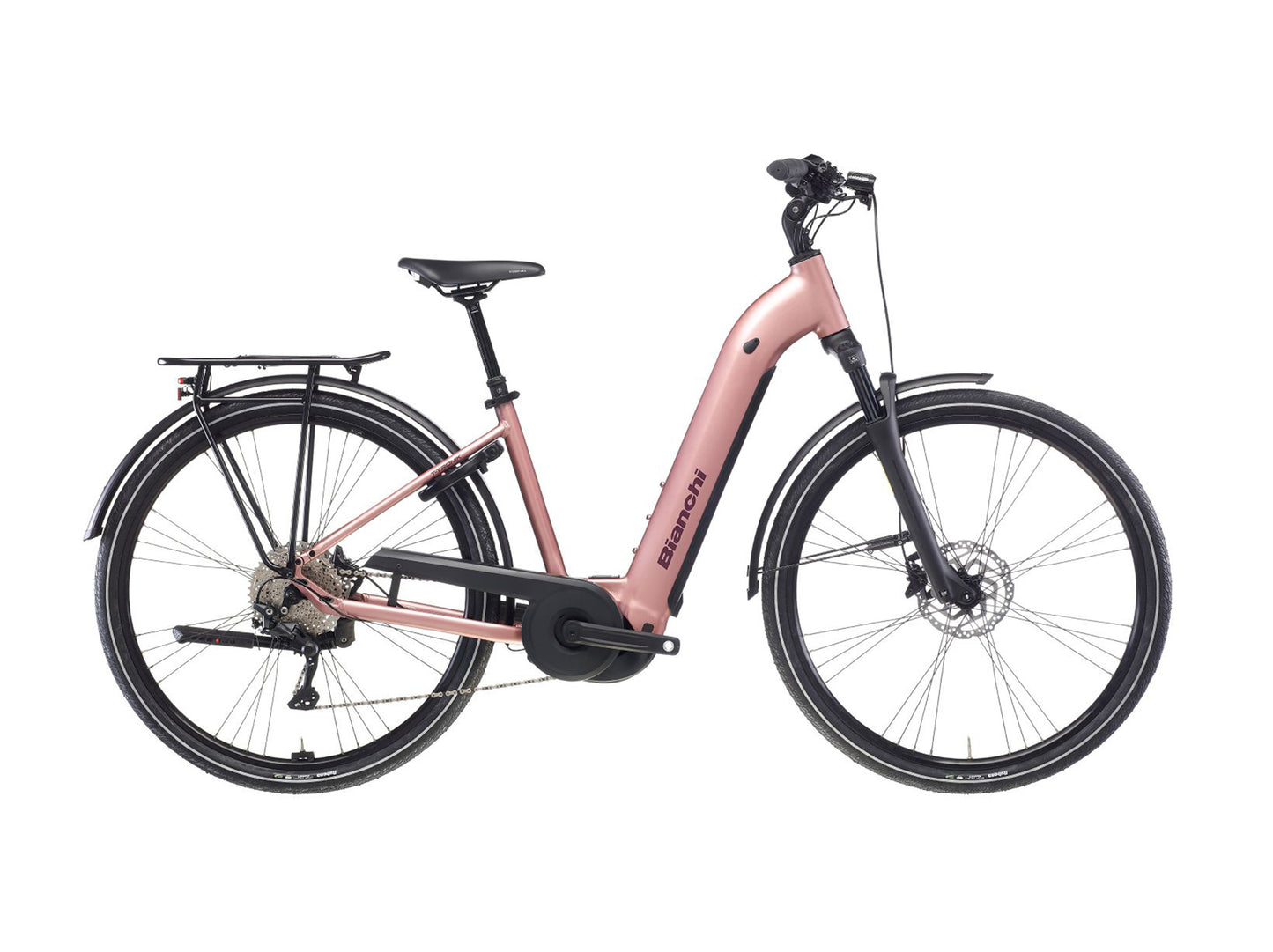 Bianchi T-Tronik C 8.2 Beltdrive Rose Bosch urban eBike with rear rack