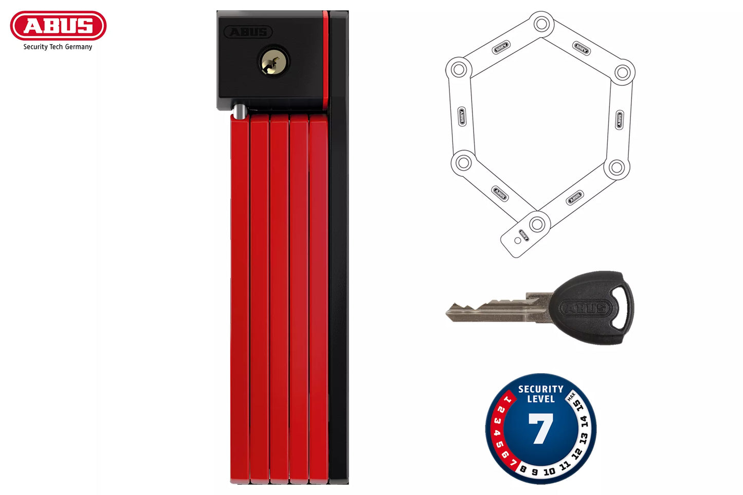ABUS: Bordo UGrip 5700K Folding Lock, Key 80cm