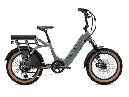 Troxus Lynx 2-Up Grey electric utility bike with passenger seat, heavy-duty rear rack and 750W motor