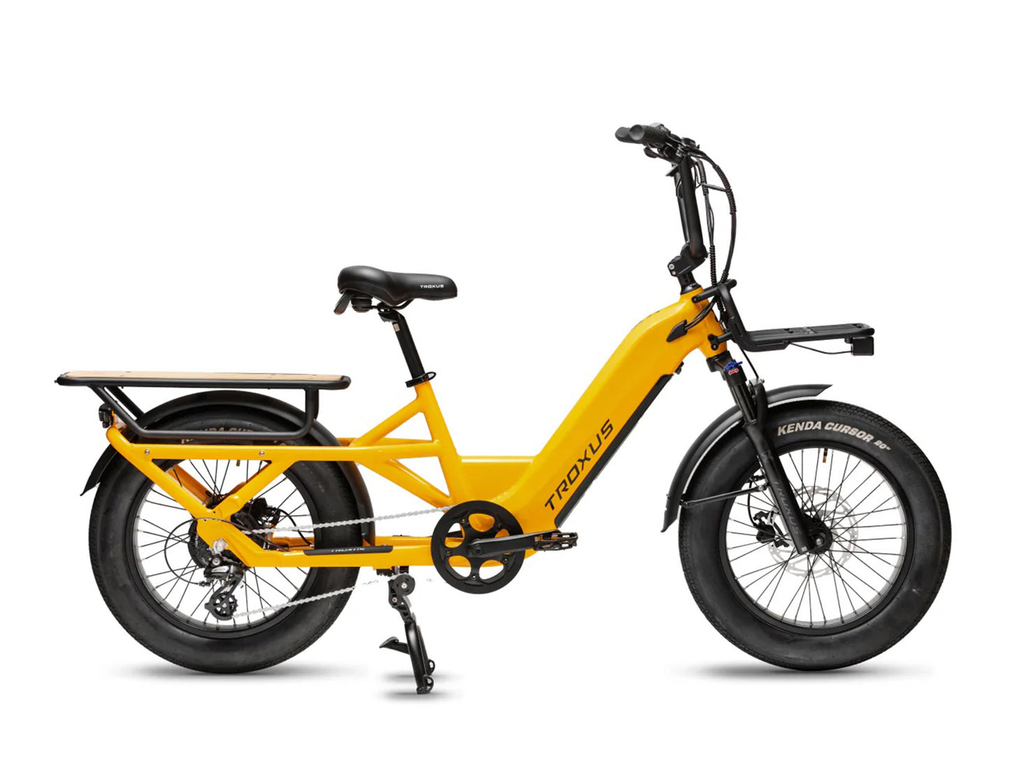Troxus Lynx Cargo Gloss Mango cargo electric bike with front and rear racks