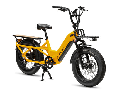 Side view of Troxus Lynx Cargo Gloss Mango electric cargo bike