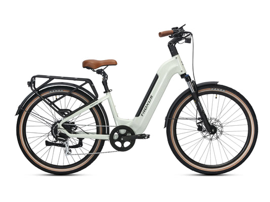 Troxus Trax Plus 500/15 Chalk Step-Through Electric Bike with Integrated Rear Rack