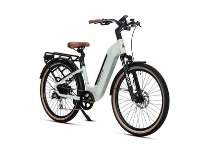 Troxus Trax Plus 500/15 Chalk Step-Through Electric Bike Side Profile with 720Wh Samsung Battery
