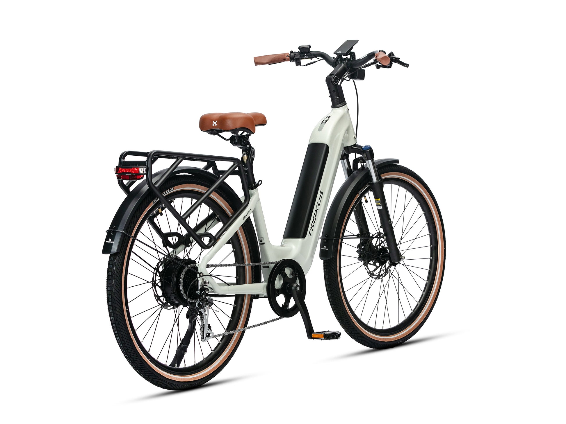 Troxus Trax Plus 500/15 Chalk Electric Bike with Integrated Rear Rack and Suspension Fork