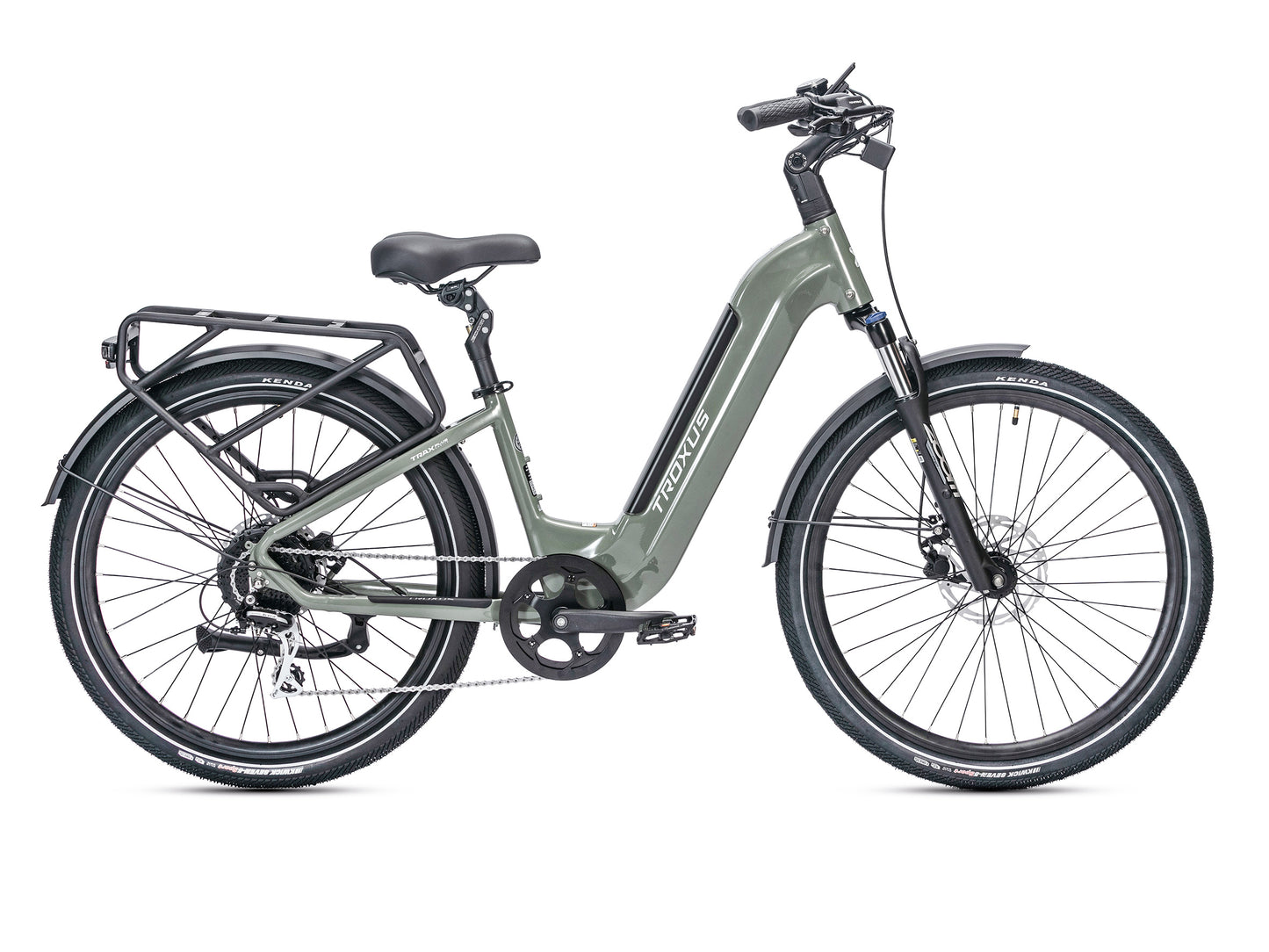 Troxus Trax Plus 500/15 Deep Moss Step-Through Electric Bike with Integrated Rear Rack