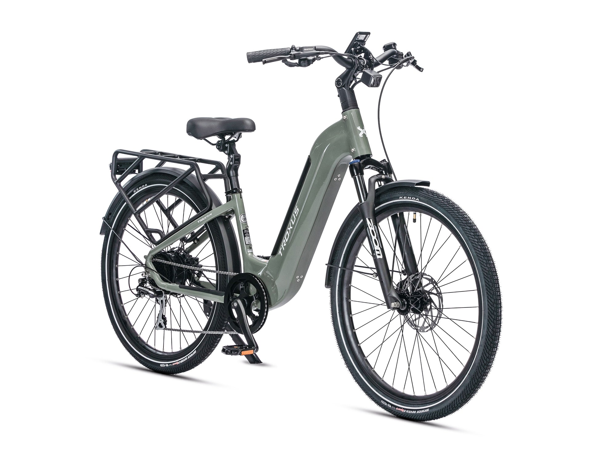 Troxus Trax Plus 500/15 Deep Moss Step-Through Electric Bike with Suspension Fork