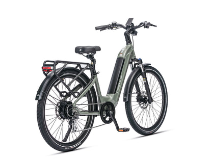 Troxus Trax Plus 500/15 Deep Moss Step-Through Electric Bike with Rear Rack and Hydraulic Disc Brakes