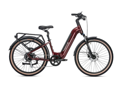Troxus Trax Plus 500/15 Metallic Red Step-Through Electric Bike with Integrated Rear Rack