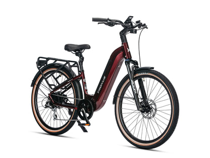 Troxus Trax Plus 500/15 Metallic Red Step-Through Electric Bike with Suspension Fork