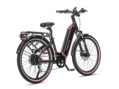 Troxus Trax Plus 500/15 Metallic Red Step-Through Electric Bike with Rear Rack and Hydraulic Disc Brakes