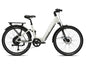 Troxus Trax SUV Electric Bike in Chalk – Side View with Step-Through Frame, Front Suspension, and Rear Rack