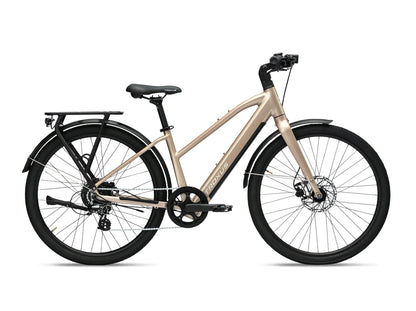 Troxus Trax Sport Bronze electric bike full side profile lightweight commuter eBike with step-through frame
