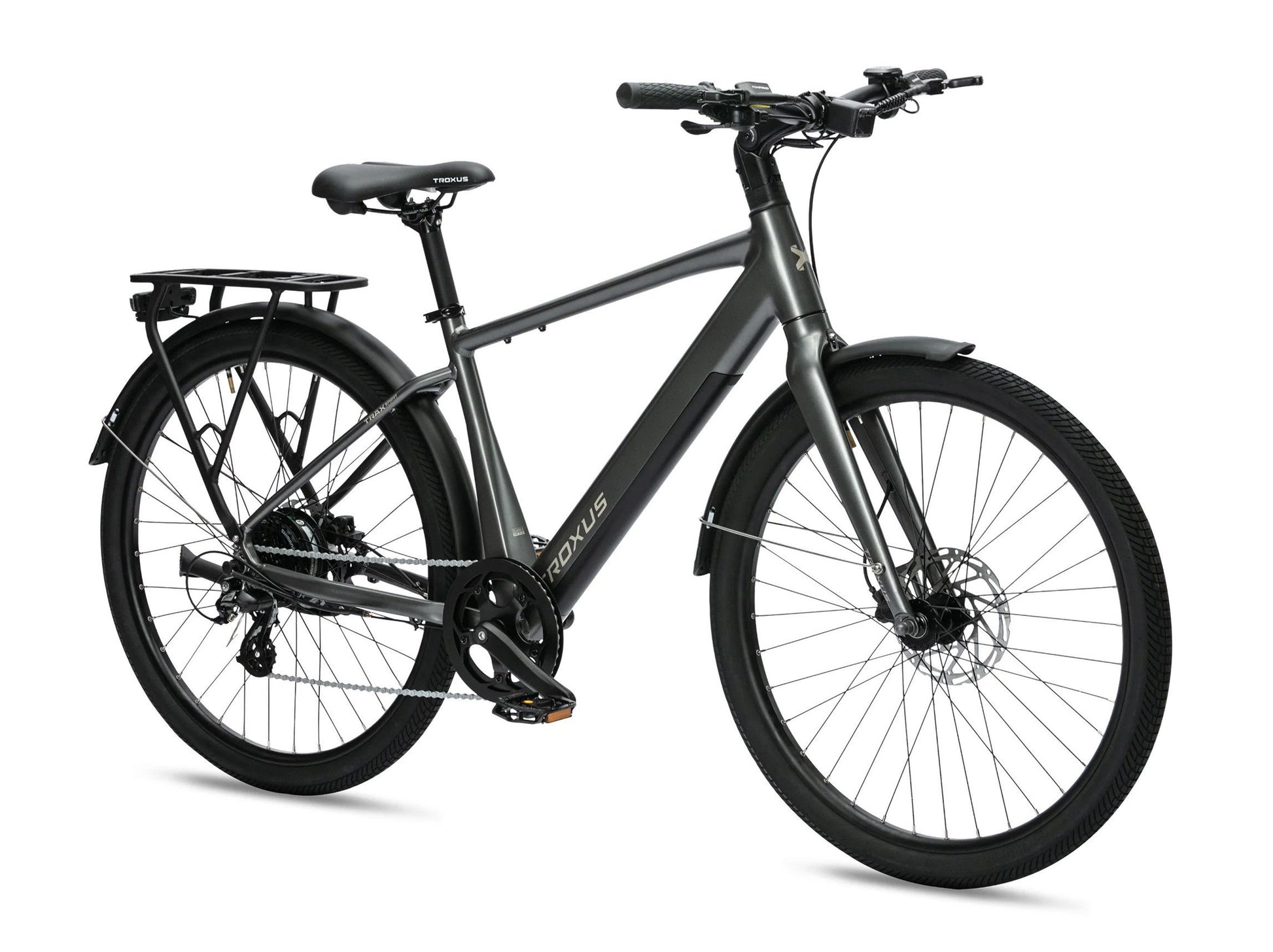 Troxus Trax Sport Natural Slate electric bike available in North Vancouver BC front angle view