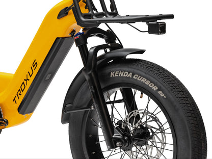 Troxus Lynx Cargo Gloss Mango front wheel and cargo rack detail